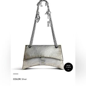 Balenciaga Crush Small  Dirty Effect With Souvenirs & Rhinestones In Silver